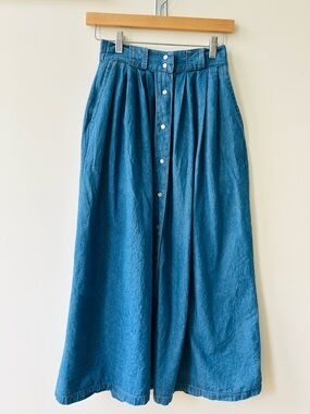 Gitano Vintage Denim Button-Front Midi Skirt, 8